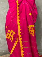 soft cotton saree in magenta and yellow - PSC6