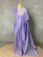 Cotton jamdani saree in lavender - PSCJ12