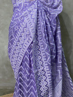 Cotton jamdani saree in lavender - PSCJ12