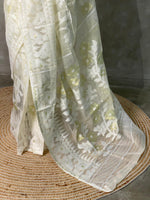 Cotton jamdani saree in beige- PSCJ15