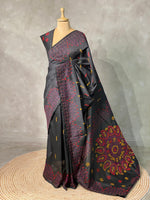 Cotton silk saree in black- PSCK1