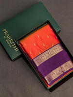 Rust orange and Violet silk saree- PSSR8