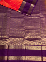 Rust orange and Violet silk saree- PSSR8