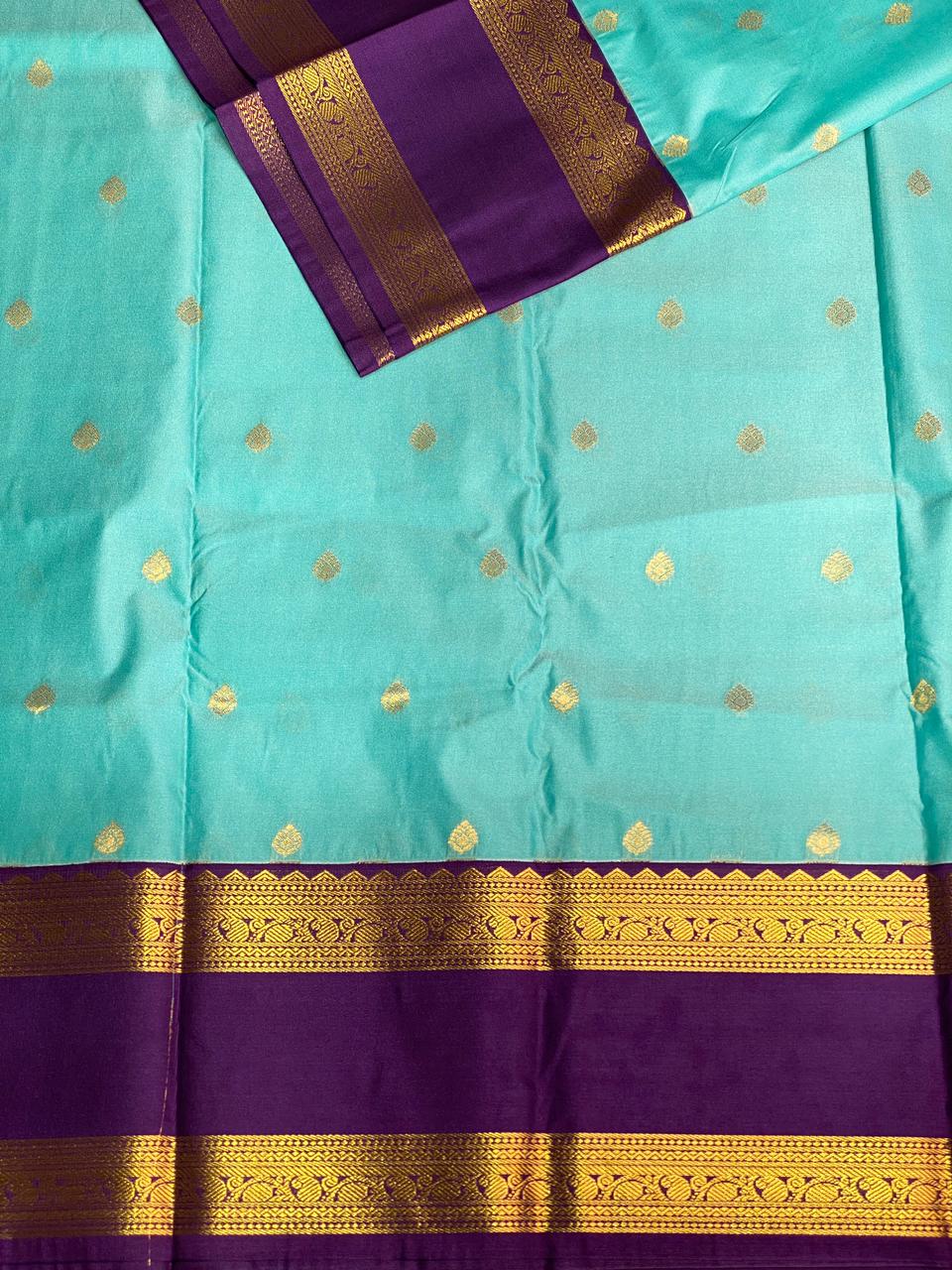 Ocean blue and Violet silk saree- PSSR9