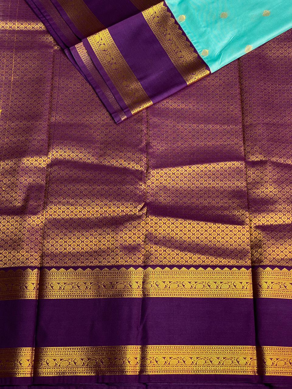 Ocean blue and Violet silk saree- PSSR9