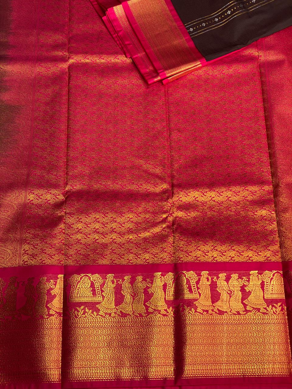 brown and magenta silk saree- PSSR15