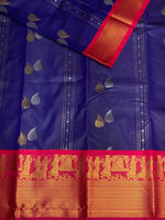 Blue and magenta silk saree- PSSR20