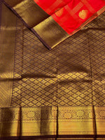 Redand coffee brown silk saree- PSSR3