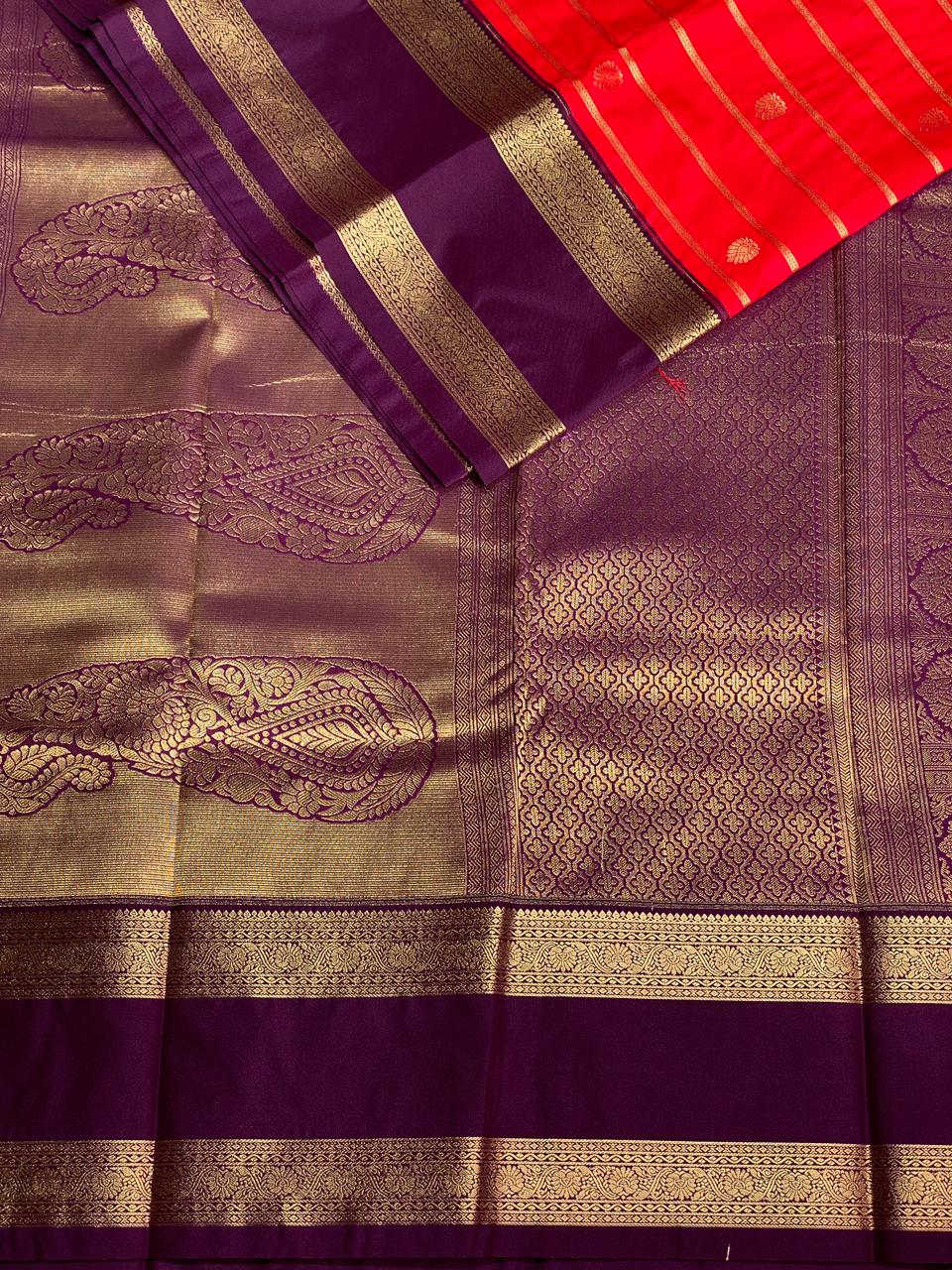 Redand violet silk saree- PSSR4
