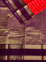 Redand violet silk saree- PSSR4