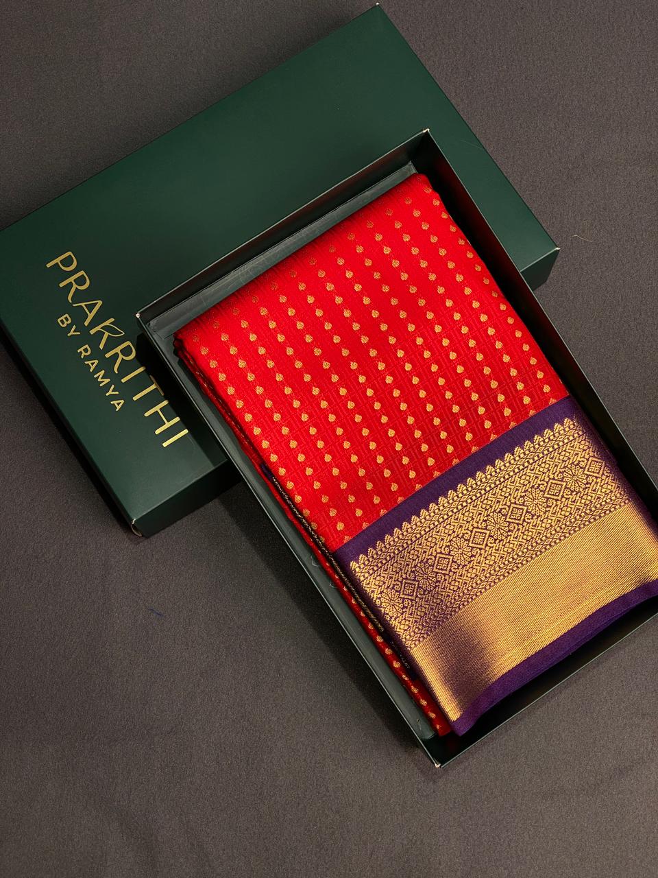 Redand violet silk saree- PSSR5