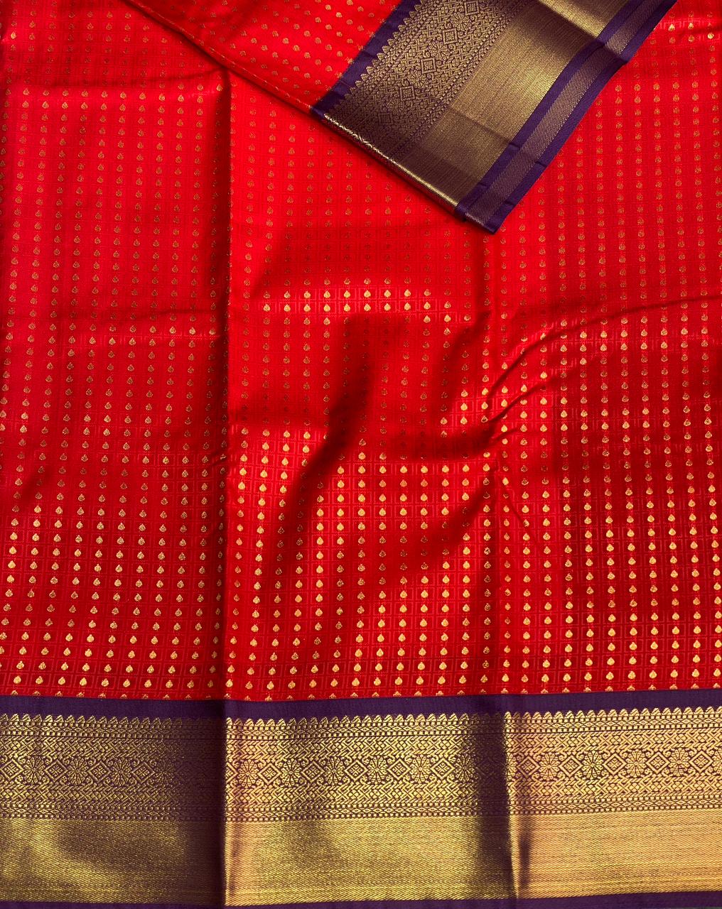 Redand violet silk saree- PSSR5