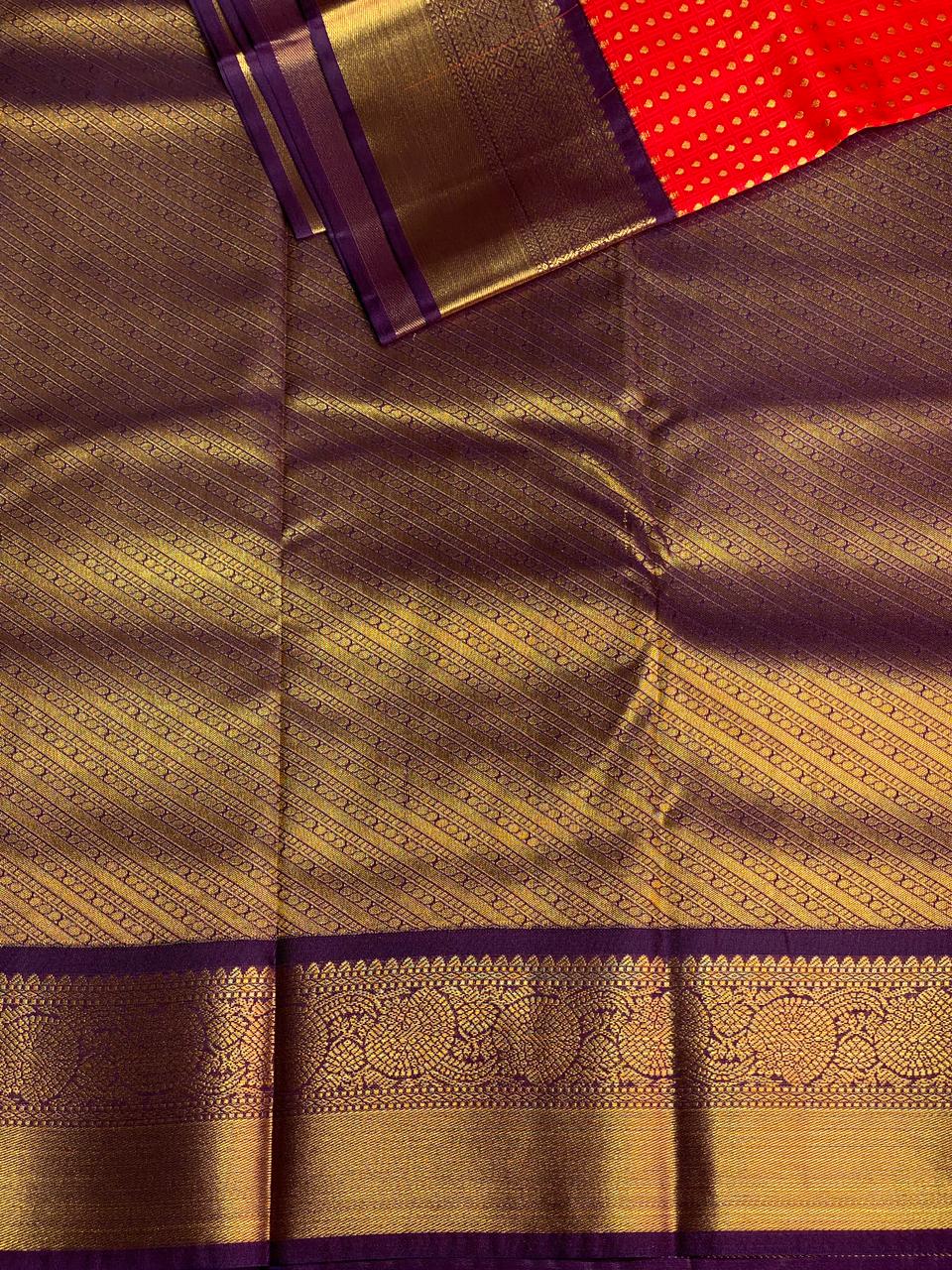 Redand violet silk saree- PSSR5