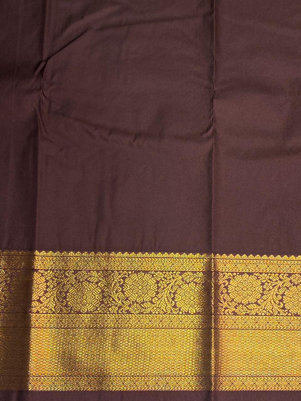 Yellow and Brown silk saree- PSSR18