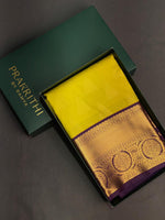 Lime Yellow and violet silk saree- PSSR17