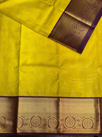 Lime Yellow and violet silk saree- PSSR17