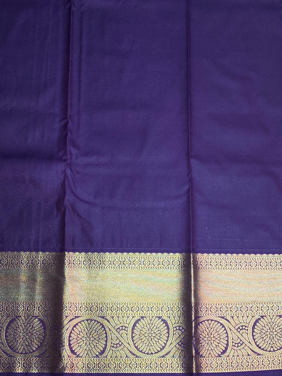 Lime Yellow and violet silk saree- PSSR17