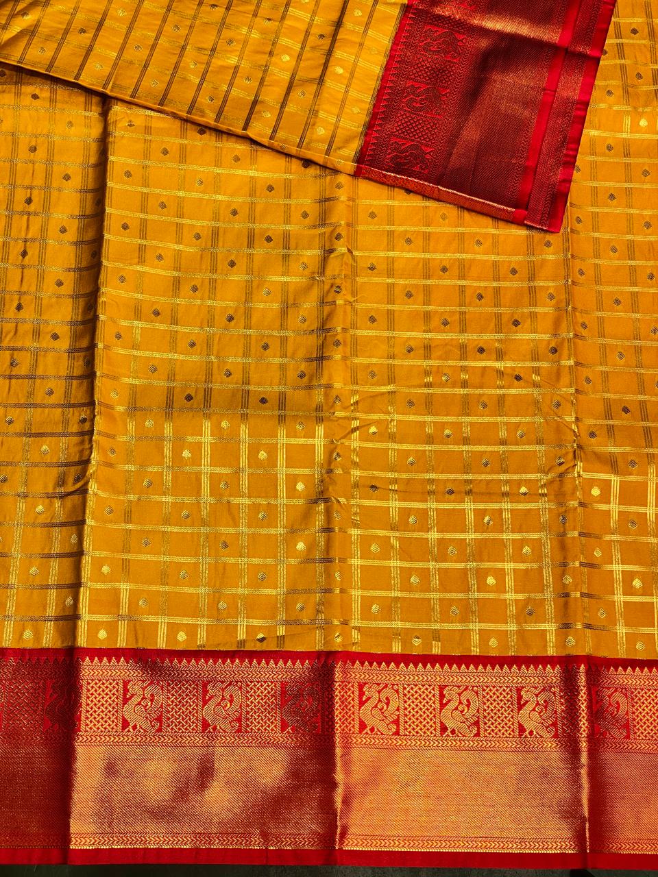 Yellow and red silk saree- PSSR19