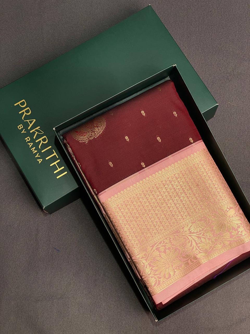 Maroon and Pink silk saree- PSSR23