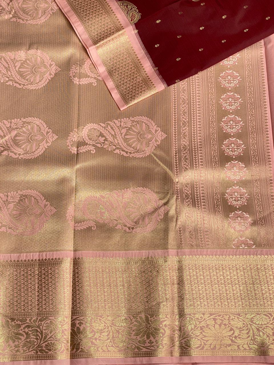 Maroon and Pink silk saree- PSSR23