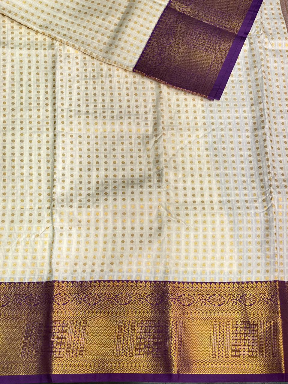 Sandal and violet silk saree- PSSR25