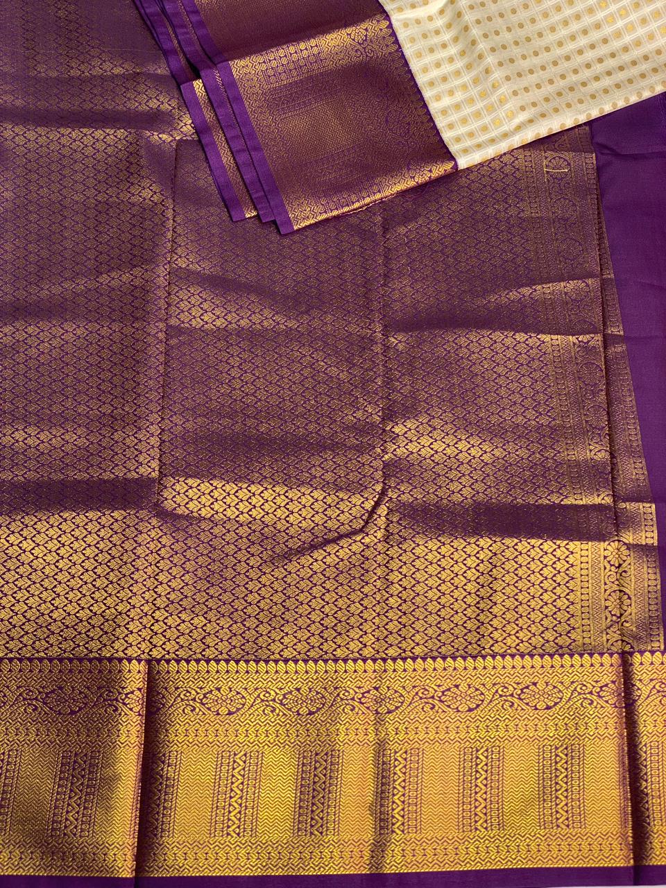 Sandal and violet silk saree- PSSR25