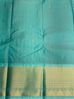 Red and pastal blue silk saree- PSSR7