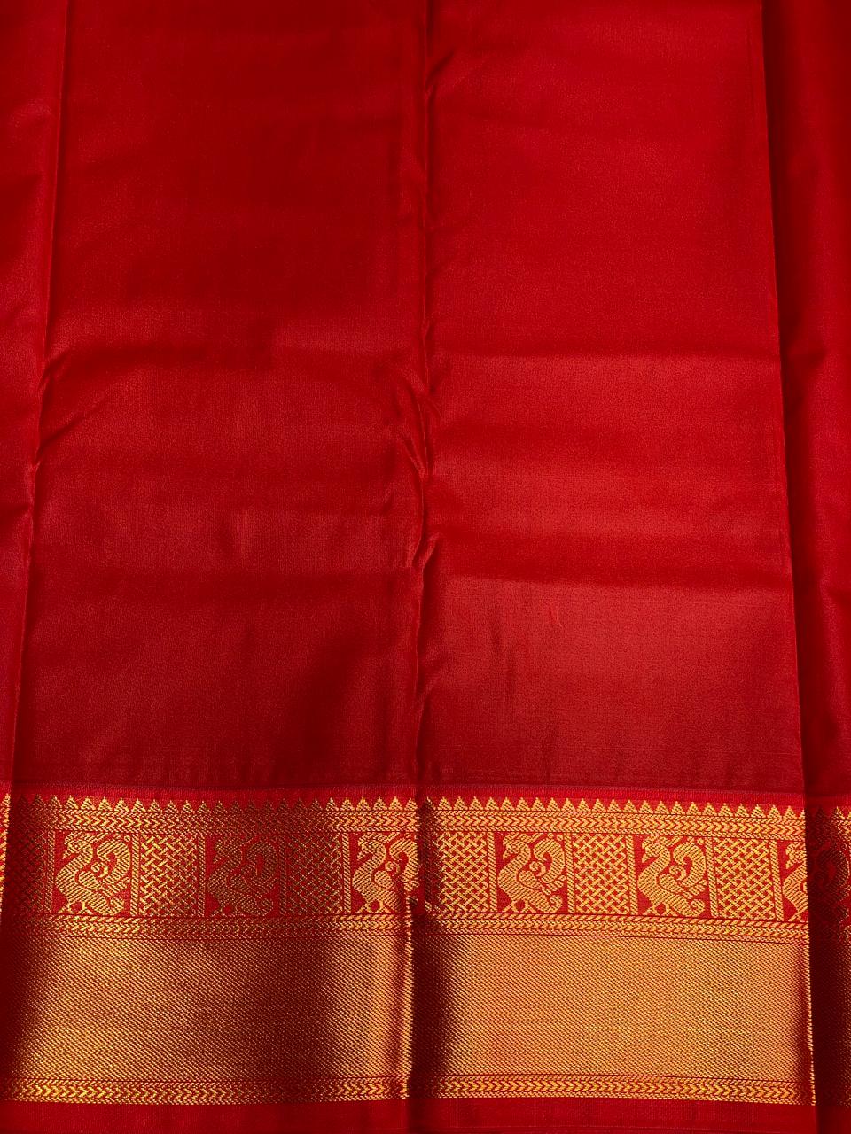 bottle green and red silk saree- PSSR21