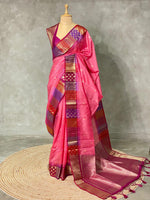 Lotus pink semi tusser Saree -PST5
