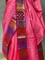 Lotus pink semi tusser Saree -PST5
