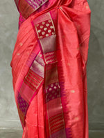 Dark peach semi tusser Saree -PST7