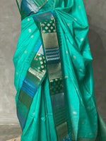 Turquoise Blue semi tusser Saree -PST8
