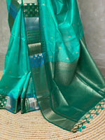 Turquoise Blue semi tusser Saree -PST8