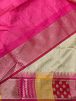 Sandal and pink semi tusser Saree -PST9