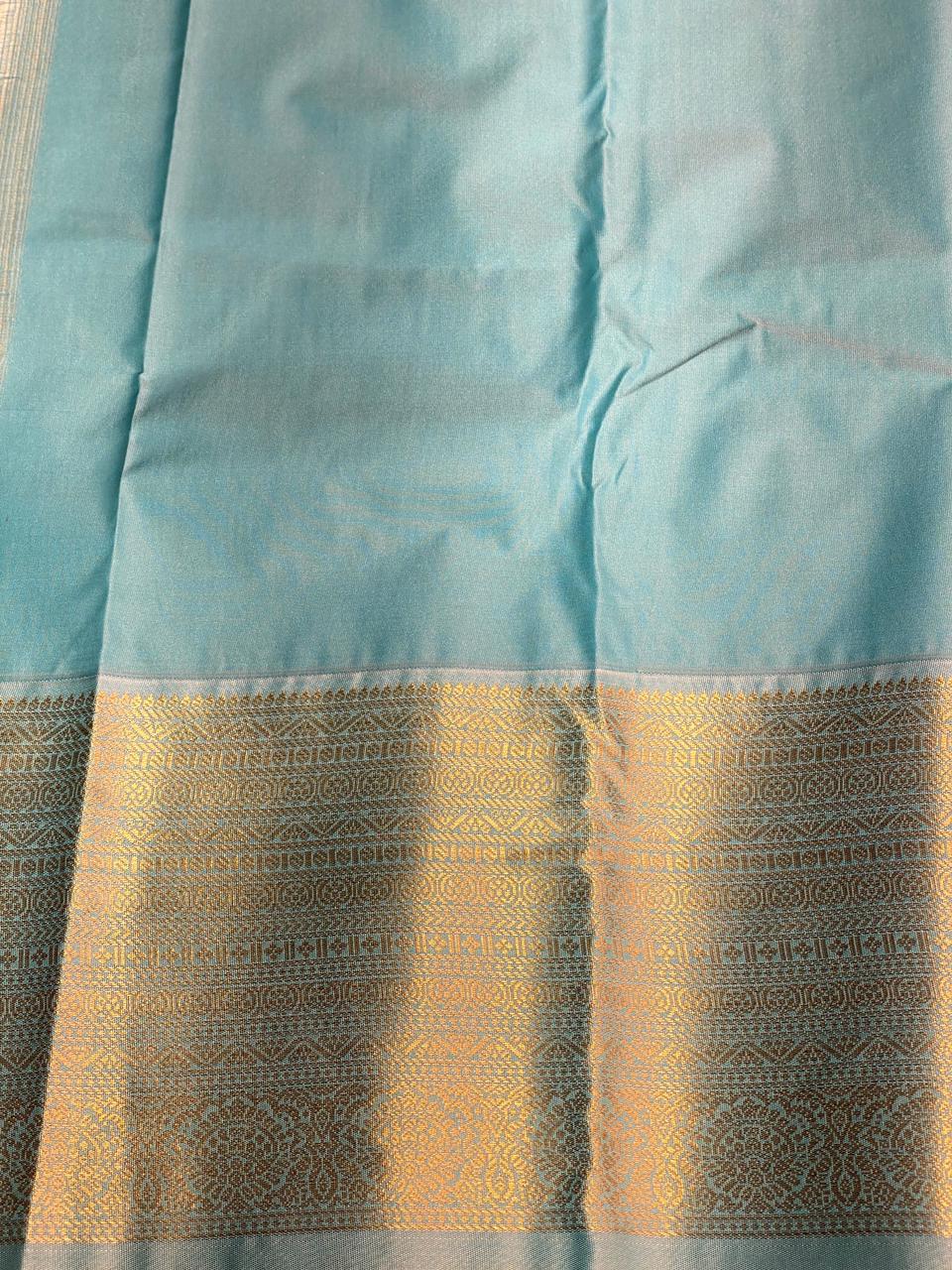 Red and blue silk saree- PSSR26