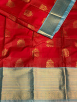 Red and blue silk saree- PSSR26