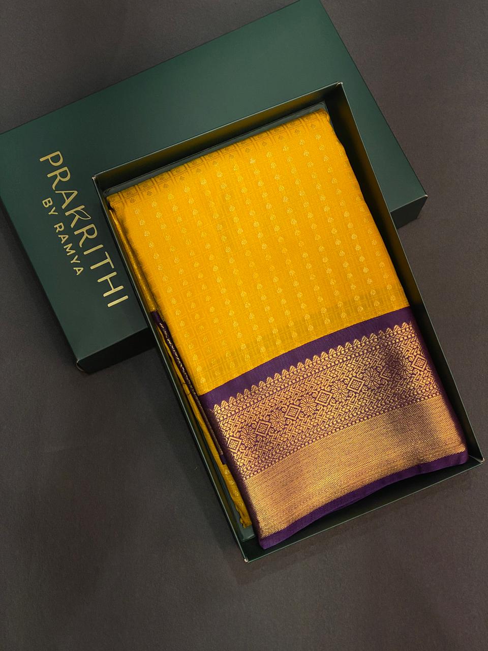 Yellow and purple silk saree- PSSR27