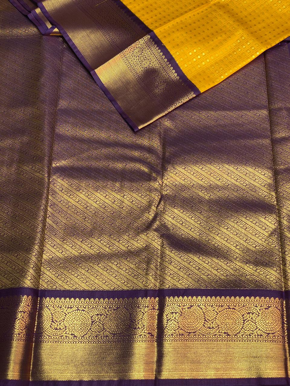 Yellow and purple silk saree- PSSR27