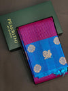 Purple and blue classic vintage Kanchipuram silk saree- PPSILK58