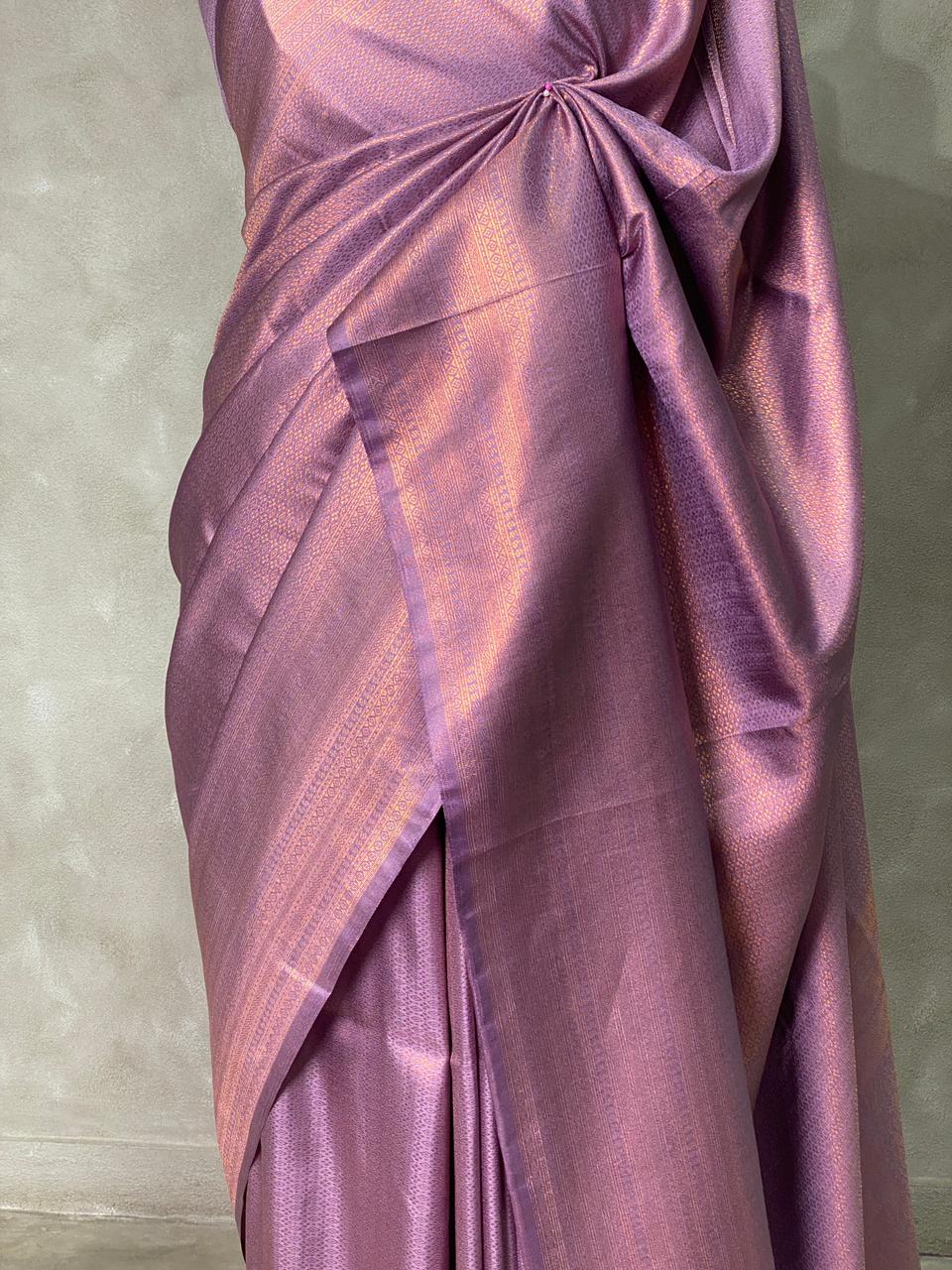 Onion pink semi banarasi Saree -PBL1