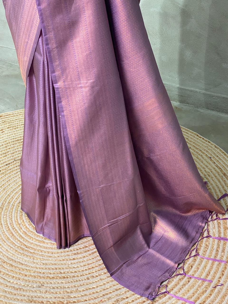 Onion pink semi banarasi Saree -PBL1