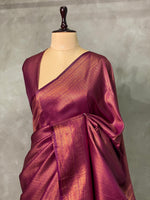 Dark onion pink semi banarasi Saree -PBL3