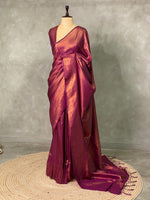 Dark onion pink semi banarasi Saree -PBL3