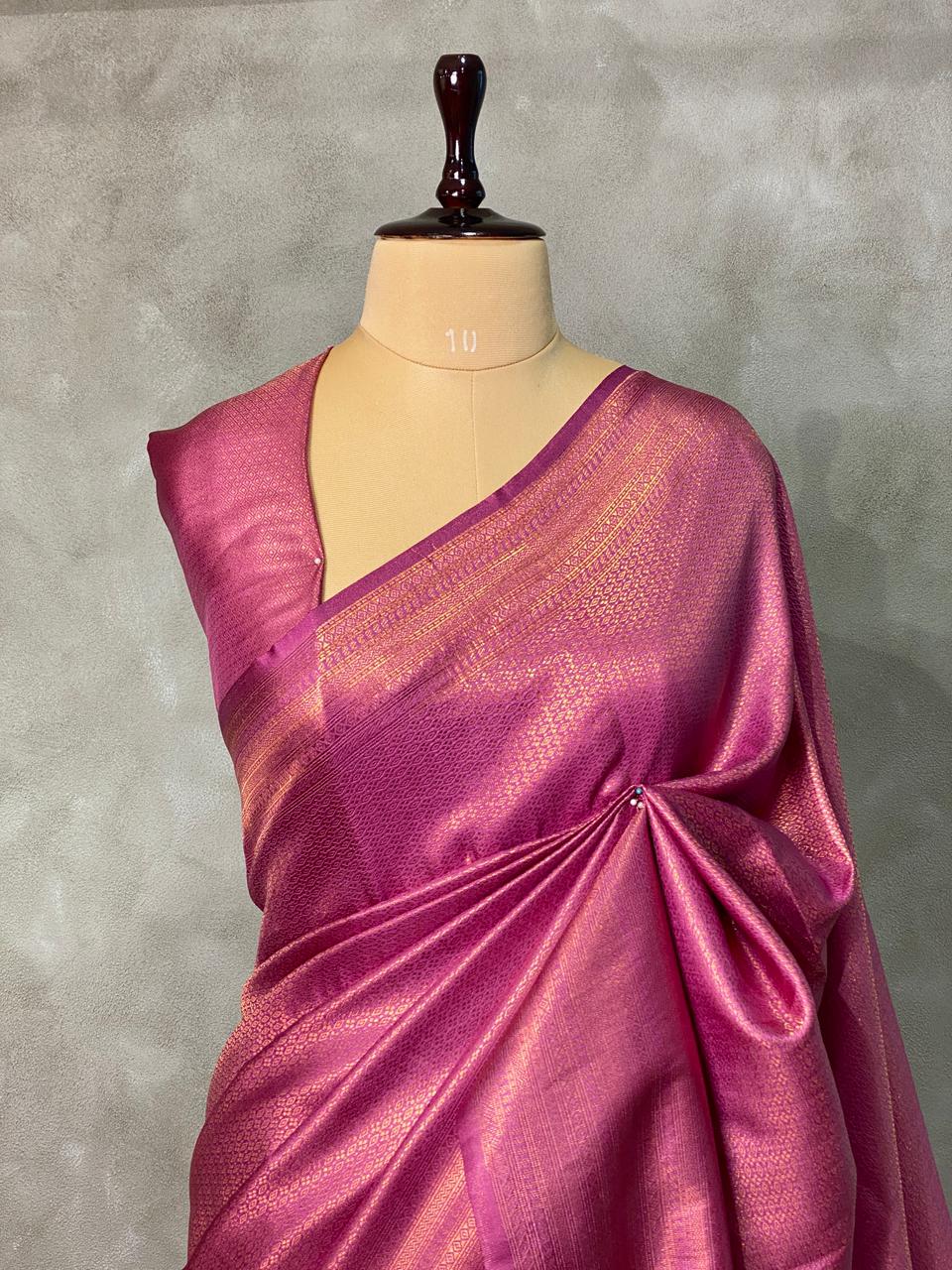 Onion pink semi banarasi Saree -PBL5