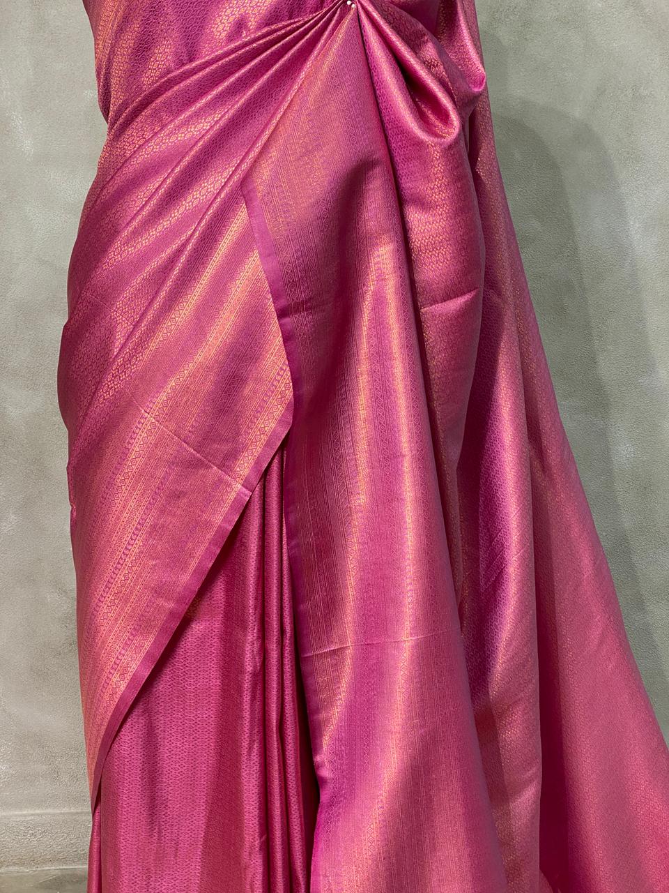 Onion pink semi banarasi Saree -PBL5