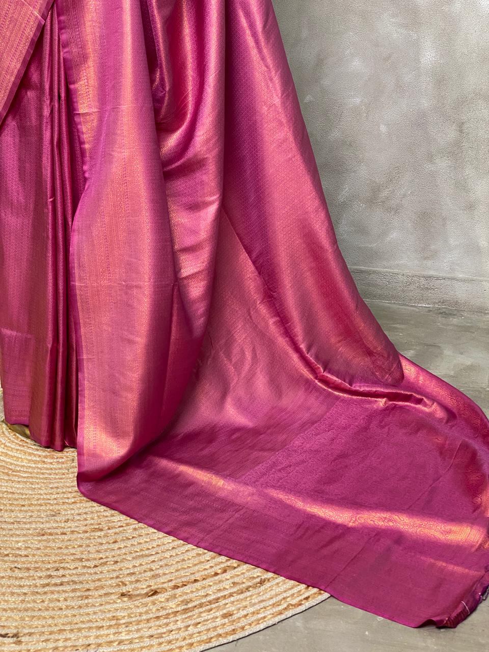 Onion pink semi banarasi Saree -PBL5