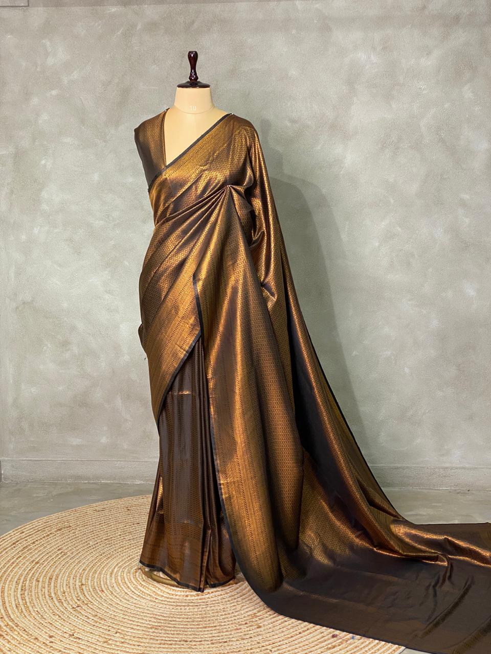 Black semi banarasi Saree -PBL7