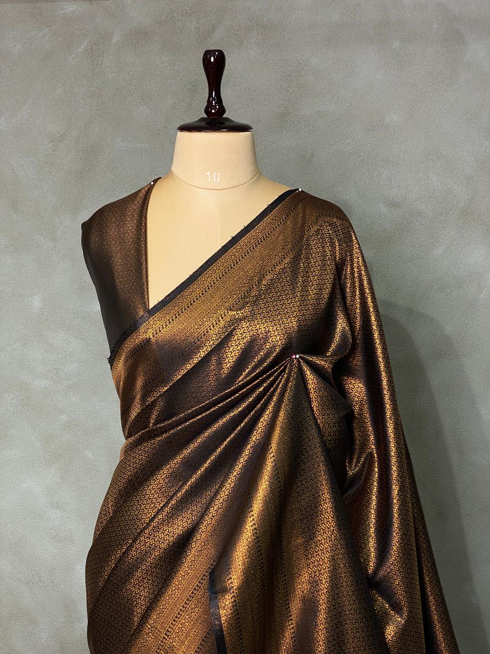 Black semi banarasi Saree -PBL7