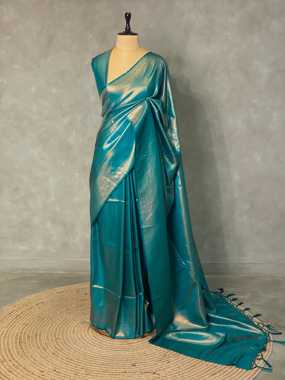 Turqoise blue banarasi Saree -PBL8