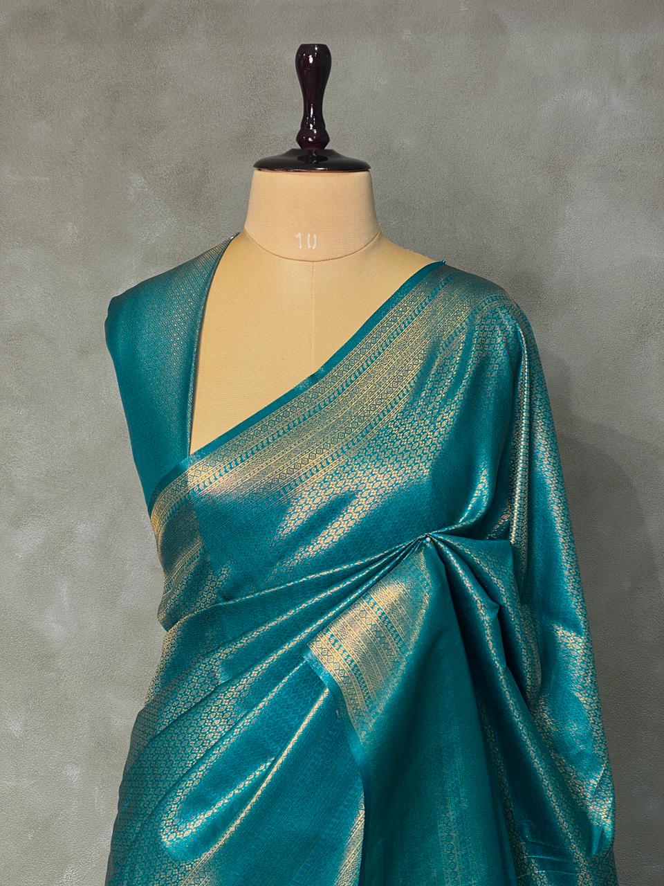 Turqoise blue banarasi Saree -PBL8